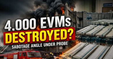 Massive fire erupts in a government building, destroying around 4,000 Electronic Voting Machines (EVMs).