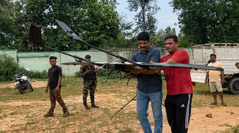 Security forces launch a drone-assisted search operation in the forest following reports of suspected Maoist movement. 🚁🌲🔍⚠️🚔