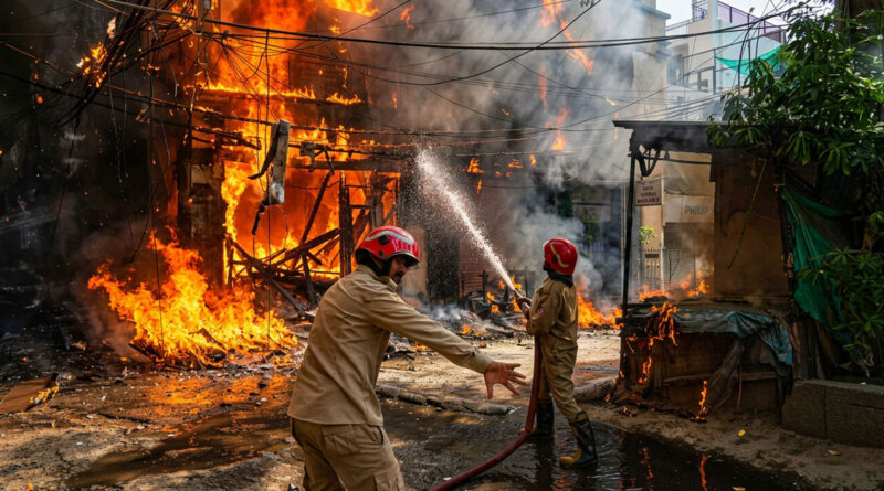 Fire breaks out in Delhi; three people burnt alive in the tragic incident. 🔥⚠️🕯️🚒