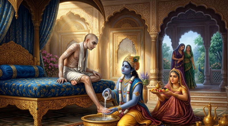 **The Reunion of Lord Krishna and Sudama** 🙏✨ The sacred meeting between Lord Krishna and Sudama symbolizes true friendship, humility, and devotion. Their reunion is remembered as a timeless example of selfless love and unwavering bond beyond wealth and status. 🌸💛