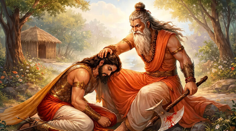 A reference to the famous curse of Parashurama in Hindu mythology, often associated with his disciple Karna and the events that shaped the course of the Mahabharata.