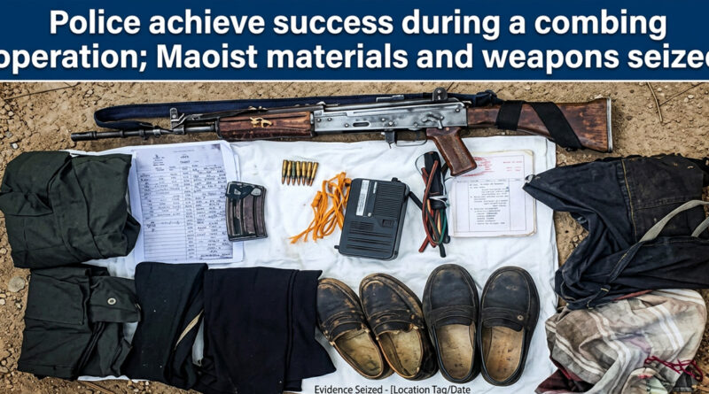 Police achieve success during a combing operation; Maoist materials and weapons seized. 🚔⚠️🔍