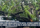 Kalbaisakhi storm wreaks havoc in the capital; extensive damage reported at Janata Maidan, while a fallen tree at Jaydev Vihar damaged 10 vehicles. 🌩️🌳🚗