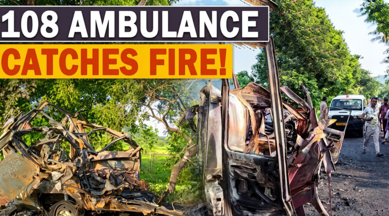 Fire breaks out in a 108 ambulance; infant narrowly escapes unharmed. 🚑🔥👶⚠️