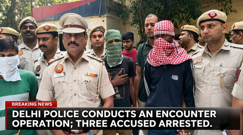 Delhi Police conducts an encounter operation; three accused arrested. 🚔⚖️