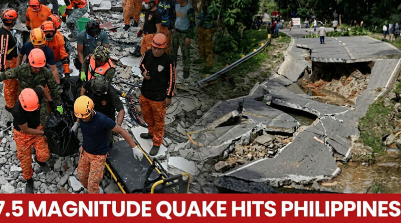 Powerful earthquake strikes Philippines; magnitude measured at 7.7 on the Richter scale.