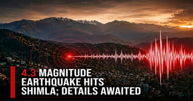 Earthquake tremors felt in Shimla; magnitude measured at 4.3 on the Richter scale. 🌍⚠️📏