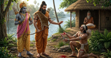 **ଏକଲବ୍ୟଙ୍କ ଗୁରୁଦକ୍ଷିଣା** 🙏🏹 A portrayal of Ekalavya's supreme sacrifice, where Ekalavya offered his thumb as *guru dakshina* (teacher's offering) to Dronacharya, symbolizing unwavering devotion and respect for one's teacher. 📖✨