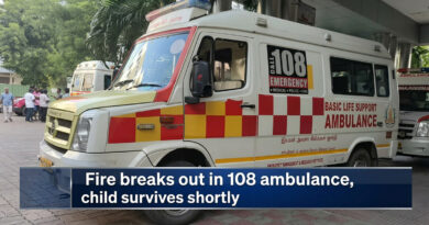 Fire breaks out in 108 ambulance, child survives shortly
