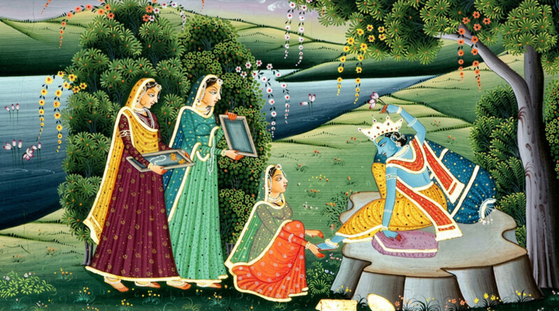 **Disrobing on the Banks of the Yamuna** — a reference to the famous episode of Lord Krishna and the Gopis on the banks of the Yamuna River. 🙏✨