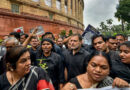People staged a protest by wearing black badges, expressing their dissent and demanding action over the issue concerned