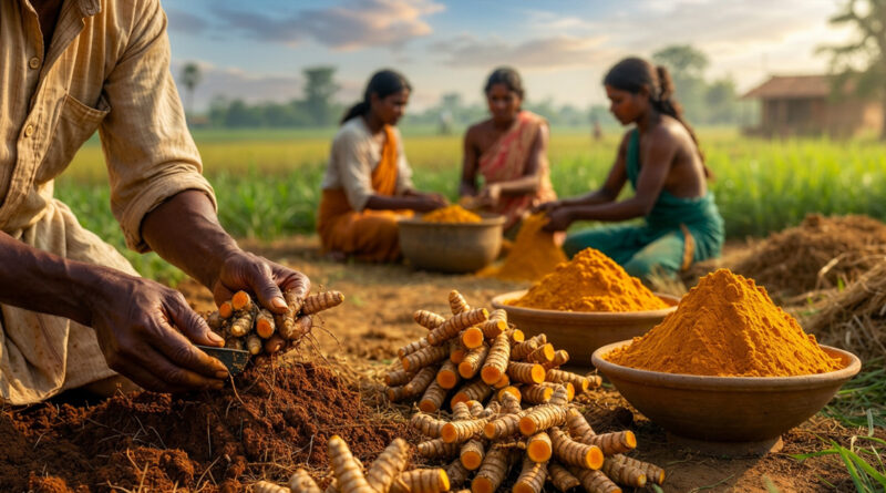 Turmeric is being cultivated through organic farming methods, but farmers express dissatisfaction over the lack of proper marketing and sales facilities. 🌱🟡🚜📉⚠️