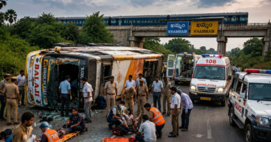 A passenger bus met with an accident, prompting emergency response teams to launch rescue and relief operations.