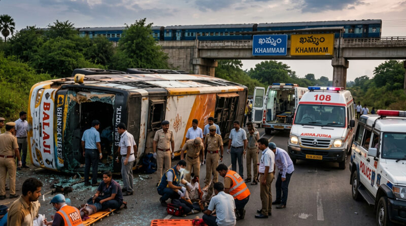 A passenger bus met with an accident, prompting emergency response teams to launch rescue and relief operations.