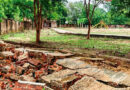 A stadium boundary wall collapsed, raising safety concerns and prompting authorities to assess the damage and investigate the cause of the incident.