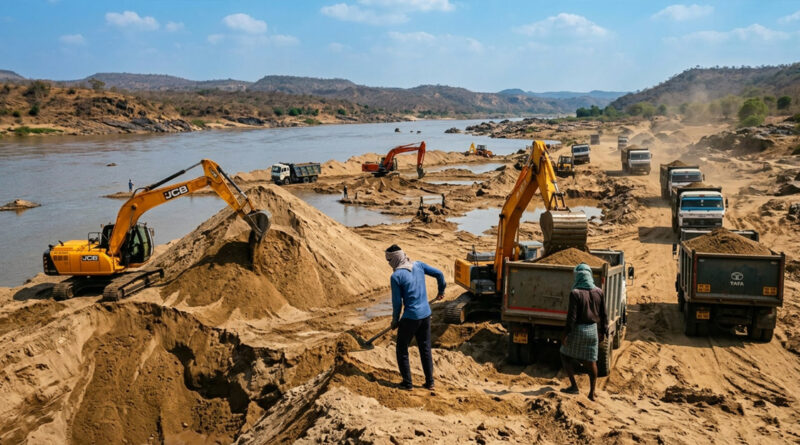 Uncontrolled sand smuggling: 338 heavy vehicles seized in 2 years, ₹4.43 crore collected as fines.