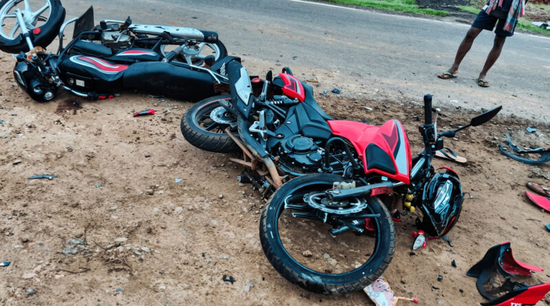 Two bikes collided head-on: 2 dead, 1 critical.