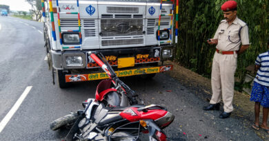 A motorcycle collided with a truck, resulting in the death of one person in the tragic road accident.